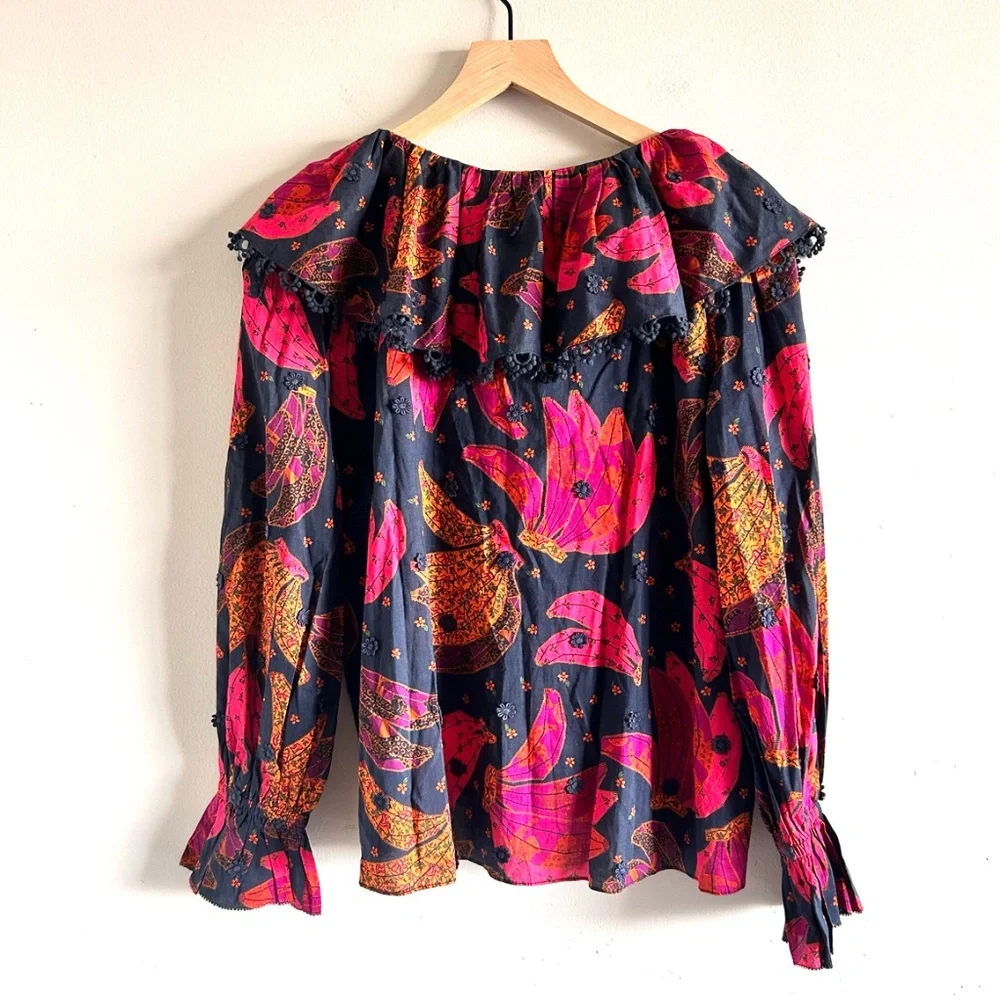 Farm Rio Patchwork Bananas Blouse Size Small New with tags